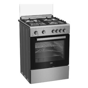 Beko 4 Burner Freestanding Gas Cooking Range, 60x60cm, Stainless Steel, FSHT61121DXL